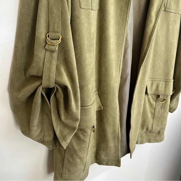 Andersen & Lauth Anthropologie Jacket Chore Utility Faux Suede Green One Size OS - Picture 3 of 8